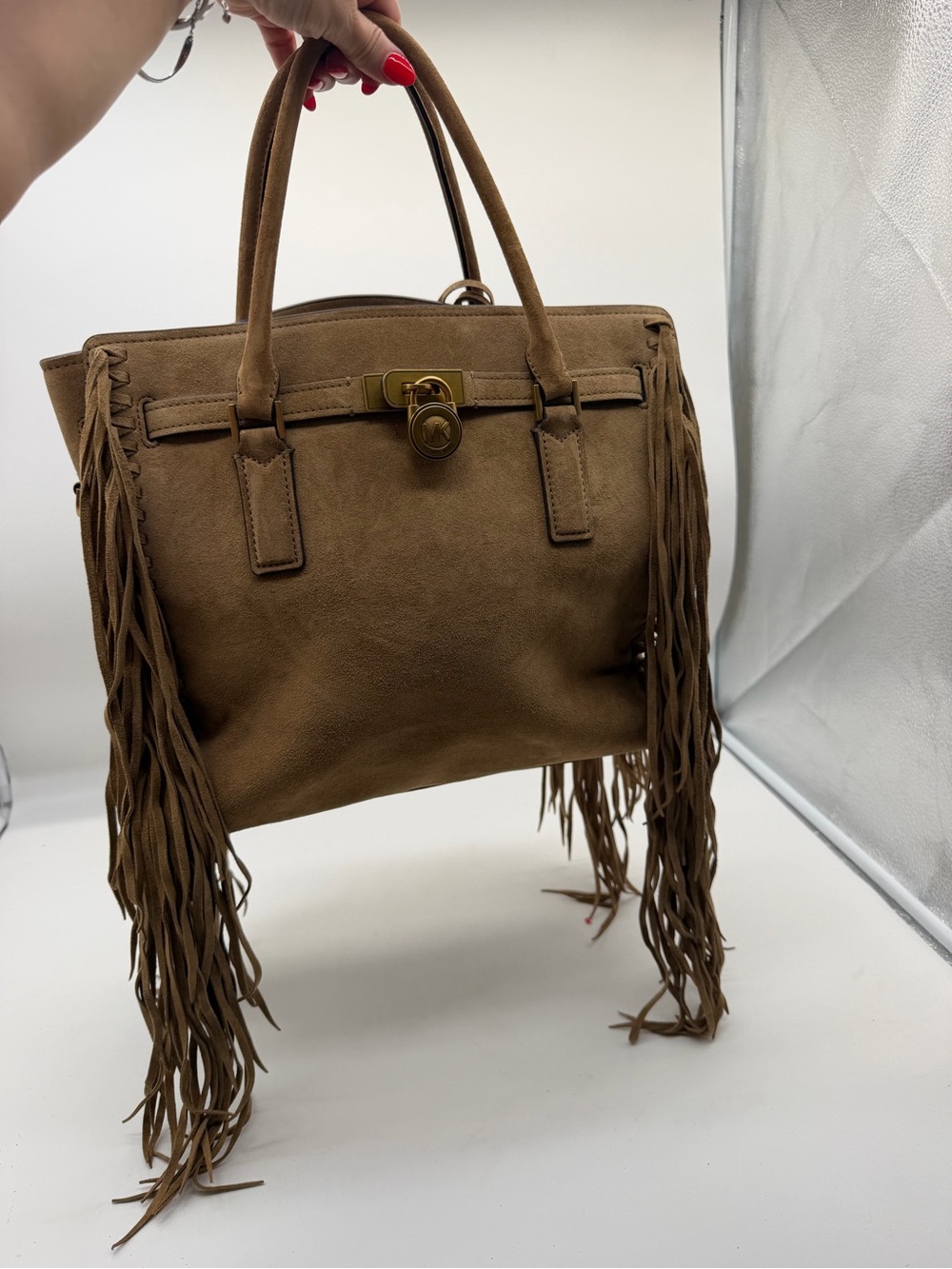 Michael Kors Tan Suede Fringe Tote - Picture 9 of 16